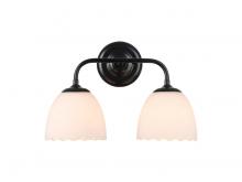  6954-BA2 BLK-OP - Dorinda 2-Light Vanity Light in Matte Black with Opal Glass